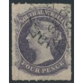 AUSTRALIA / SA - 1867 4d deep violet QV, large star watermark, rouletted, used – SG # 27