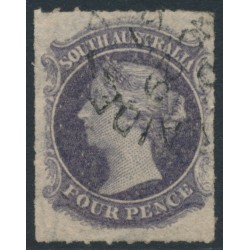 AUSTRALIA / SA - 1867 4d deep violet QV, large star watermark, rouletted, used – SG # 27