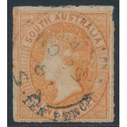 AUSTRALIA / SA - 1866 10d on 9d orange QV, large star watermark, rouletted, used – SG # 35