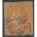 AUSTRALIA / SA - 1866 10d on 9d orange QV, large star watermark, rouletted, used – SG # 35