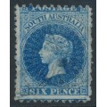 AUSTRALIA / SA - 1870 6d bright Prussian blue QV, perf. 10:12½, used – SG # 106