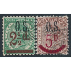 AUSTRALIA / SA - 1891 2½d & 5d overprints set of 2, o/p OS, used – SG # O71-O72