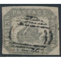 AUSTRALIA / WA - 1859 6d grey-black Swan, imperforate, swan watermark, used – SG # 19