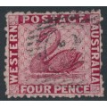 AUSTRALIA / WA - 1865 4d carmine Swan, perf. 12½, upright watermark, used – SG # 56