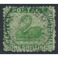 AUSTRALIA / WA - 1865 1/- bright green Swan, perf. 12½, upright watermark, used – SG # 61