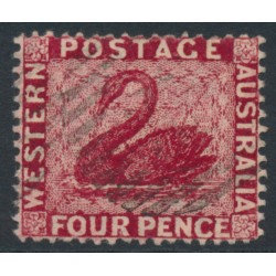 AUSTRALIA / WA - 1882 4d carmine Swan, perf. 14, sideways watermark, used – SG # 78