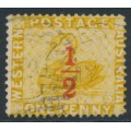 AUSTRALIA / WA - 1884 ½d on 1d yellow-ochre Swan, perf. 14, used – SG # 89w