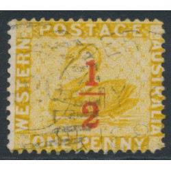 AUSTRALIA / WA - 1884 ½d on 1d yellow-ochre Swan, perf. 14, used – SG # 89w