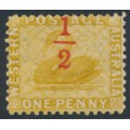 AUSTRALIA / WA - 1884 ½d on 1d yellow-ochre Swan, perf. 12, MH – SG # 90w