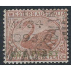 AUSTRALIA / WA - 1893 1d on 3d pale brown Swan, crown CC watermark, used – SG # 107