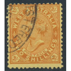 AUSTRALIA / WA - 1906 2/- orange on yellow QV, perf. 12½, used – SG # 124b