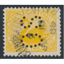 AUSTRALIA / WA - 1903 2d yellow Swan, perf. 12½, V crown watermark, perf. OS, used – SG # 118