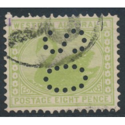 AUSTRALIA / WA - 1903 8d green Swan, perf. 12½, V crown watermark, perf. OS, used – SG # 121