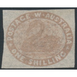 AUSTRALIA / WA - 1855 1/- pale brown Swan, imperforate, swan watermark, MNG – SG # 4c