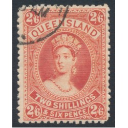 AUSTRALIA / QLD - 1886 2/6 vermilion Large Chalon, thick paper, CTO – SG # 158