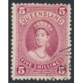 AUSTRALIA / QLD - 1886 5/- rose Large Chalon, thick paper, CTO – SG # 159