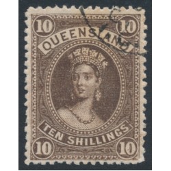 AUSTRALIA / QLD - 1886 10/- brown Large Chalon, thick paper, CTO – SG # 160