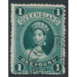 AUSTRALIA / QLD - 1886 £1 deep green Large Chalon, thick paper, CTO – SG # 161