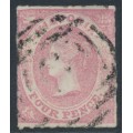 AUSTRALIA / VIC - 1858 4d rose-pink Emblems, rouletted, used – SG # 63
