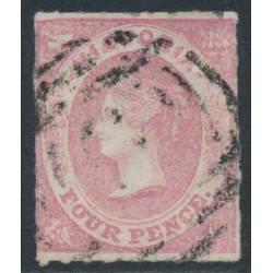 AUSTRALIA / VIC - 1858 4d rose-pink Emblems, rouletted, used – SG # 63