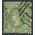 AUSTRALIA / VIC - 1860 1d bright green Emblems, thin glazed paper, used – SG # 97