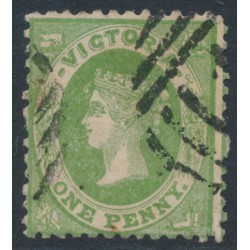 AUSTRALIA / VIC - 1860 1d bright green Emblems, thin glazed paper, used – SG # 97