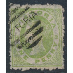 AUSTRALIA / VIC - 1861 1d pale green Emblems, ONE PENNY watermark, used – SG # 103