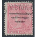 AUSTRALIA / VIC - 1880 4d rosine QV, perf. 12:12, V crown watermark, used – SG # 144e