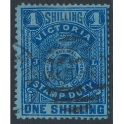 AUSTRALIA / VIC - 1884 1/- ultramarine on blue Stamp Duty, perf. 12½, used – SG # 256d