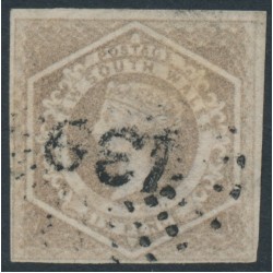 AUSTRALIA / NSW - 1859 6d fawn Diadem, imperforate, ‘8’ watermark, used – SG # 93a