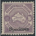 AUSTRALIA / NSW - 1889 5/- purple Map, o/p Specimen, MNG – SG # 261s