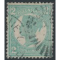 AUSTRALIA / QLD - 1897 2/- turquoise-blue QV, Q crown watermark, used – SG # 254