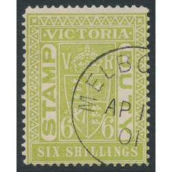 AUSTRALIA / VIC - 1899 6/- pale yellow-green Stamp Duty, perf. 12½, CTO – SG # 348
