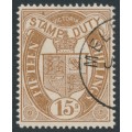 AUSTRALIA / VIC - 1897 15/- brown Stamp Duty, perf. 12½, CTO – SG # 350