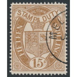AUSTRALIA / VIC - 1897 15/- brown Stamp Duty, perf. 12½, CTO – SG # 350