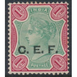 INDIA - 1900 1R green/carmine QV overprinted CEF, MH – SG # C10