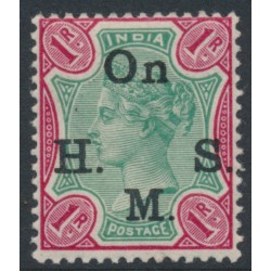 INDIA - 1892 1R green/carmine QV overprinted On H.M.S., MH – SG # O48