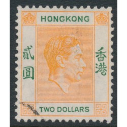 HONG KONG - 1938 $2 red-orange/green KGVI definitive, used – SG # 157