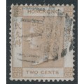HONG KONG - 1864 2c brown Queen Victoria, crown CC watermark, used – SG # 8a / Z8