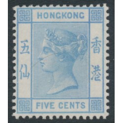 HONG KONG - 1882 5c pale blue Queen Victoria, crown CA watermark, MNG – SG # 35