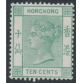 HONG KONG - 1884 10c green QV, crown CA watermark, MNG – SG # 37a