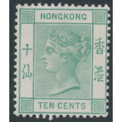 HONG KONG - 1884 10c green QV, crown CA watermark, MNG – SG # 37a