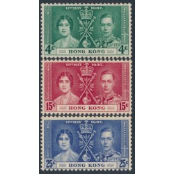 HONG KONG - 1937 King George VI Coronation set of 3, MH – SG # 137-139