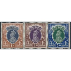 INDIA - 1937 1R to 5R KGVI, multiple star watermark, MH – SG # 259-261