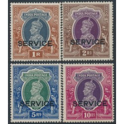 INDIA - 1938 1R to 10R KGVI Definitives overprinted SERVICE, MH – SG # O135-O138