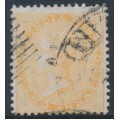 INDIA - 1863 2a yellow QV, white paper, no watermark, used – SG # 43