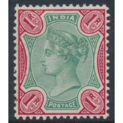 INDIA - 1892 1R green/aniline carmine QV, single star watermark, MH – SG # 106