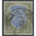 INDIA - 1913 15Rp blue/olive KGV, single star watermark, used – SG # 190