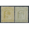 INDIA - 1903 6a olive-bistre & 6a maize KEVII, MH – SG # 131-132