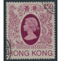 HONG KONG - 1982 $50 deep claret/brownish grey QEII, diagonal watermark, used – SG # 430